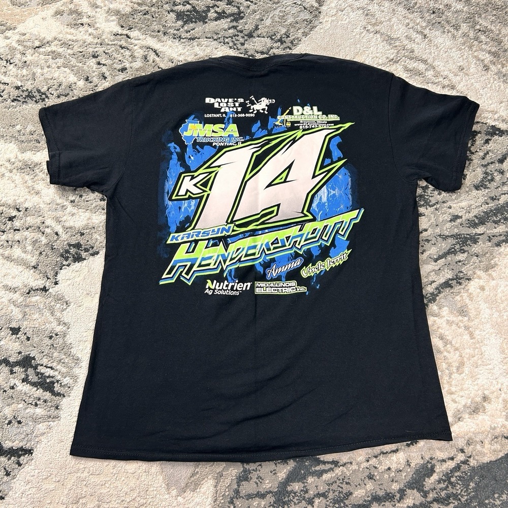 Vintage NASCAR Y2K Karsyn Hendershot K14 Dirt Track Sprint Car Racing Tee Sz L‎